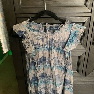 Lucky Brand Blue and Gray Floral Top